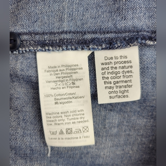 Madewell Dress Small Chambray Denim Blue Long Sleeve Button Front Collared Solid - Picture 5 of 11